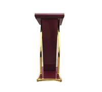 Stainless Steel Podium Stand Adjustable Metal Lectern with Tilted Tabletop Ideal for Home Office Restaurant Wedding Events (Includes Pole & Red Podium)