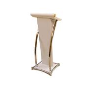 Stainless Steel Podium Stand Adjustable Metal Lectern with Tilted Tabletop Ideal for Home Office Restaurant WeddingSilver Pole & White Top