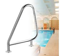 Stainless Steel Pool Handrail with Base Plate - Curved Rustproof Grab Rail for Inground Pools & SPAs - Durable Stair Railing for Safety & Stability
