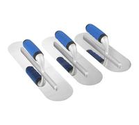 Stainless Steel Pool Trowel Set, 3 Pieces Ergonomic Blue Handle Mirror Finish Corrosion-Resistant, Ideal for Pool and Construction Use, Includes 15.4 in 13.8 in 11.8 in Trowels
