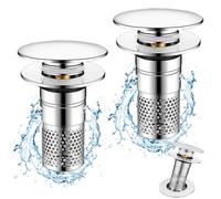 Stainless Steel Pop-Up Drain Strainer Drain Fitting Plug, Bathroom Sink Plug, Metal Drain Plug Universal, Sink Plug, Drain Plug for Bathroom, Sink and Kitchen (34-40 mm)