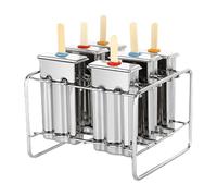 Stainless Steel Popsiclé Mold | 6Pcs Housemade Ice Lolly Moulds with 100 Wooden Sticks | Ice Cream Molds with Holder | Machine Frozén Icé Cream Maker Mould for Home, Restaurants