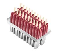 Stainless Steel Popsicle Molds Rack with Wooden Sticks and Bonus Cleaning Brush, Round Head Metal Molds(20)