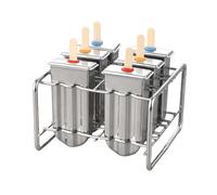 Stainless Steel Popsicle Molds - Reusable Ice Cream Mold | Stainless Steel Ice Cream Mould with 100 Wooden Stick, Ice Lolly Maker with Holder Base for Homemade