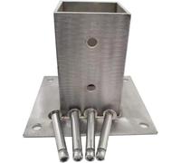 Stainless Steel Post Base Bracket, Fence & Deck Post Holder Anchor with Screws, Heavy-Duty Square Column Base(100x100 mm/3.9x3.9 in)