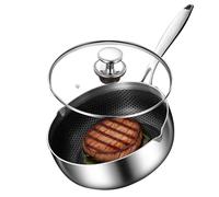 Stainless Steel Pot - 9.44x6.29 Inch Boiling Pots for Uniform Heating, Honeycomb Non-stick with Rust Lid, Kitchen Utensils for Commercial Coffee Shop