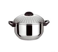 Stainless Steel Pot with Built-in Perforated Strainer Lid for Pasta Draining Rice Rinsing and Vegetable Straining