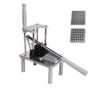 Stainless Steel Potato and Vegetable Cutter. Manual Potato Slicer. Potato Chip Cutting Machine with 2 Blades, 7mm and 10mm, and Non-Slip Base.