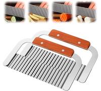 Stainless Steel Potato Chipper, Wavy Blade Chips Cutter, Crinkle Slicer Vegetable Chopper (Silver,2Pcs)