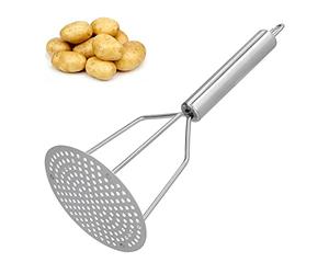 Stainless Steel Potato Masher, Manual Fruit & Vegetable Presser with Ergonomic Handle for Mashed Potatoes & Juicing