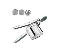Stainless Steel Potato Masher Manual Silicone Handle Potato Ricer Maker Hand Press with 3 Interchangeable Discs(Green)