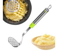 Stainless Steel Potato Masher - Non-Slip Handle Hand Masher | Kitchen Tool for Mashing Potatoes, Sweet Potatoes, Beans, Vegetables, Ergonomic Durable Design, Easy to Cook