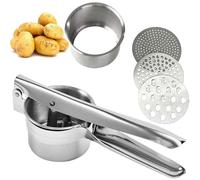 Stainless Steel Potato Masher, Spaetzle Press, Spaghetti Ice Cream Press with 3 Holes