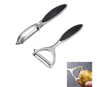Stainless Steel Potato Peeler 2 Pcs Set - Y & I Shape Vegetable Peeler with Non-Slip Handle, Dishwasher Safe and Sharp Blade for Kitchen Fruits Vegetables. (Silver)