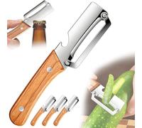 Stainless Steel Potato Peeler, Premium Vegetable Peeler with Wooden Handle, 2-in-1 Ergonomic Non-Slip Handle Sharp Blade Kitchen Tool for Fruit Apple Potato Pumpkin Papaya (3 Pcs)