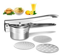 Stainless Steel Potato Ricer & Spaetzle Press with 3 Interchangeable Discs Compatible with Spaghetti Ice Cream Maker OPMIUM