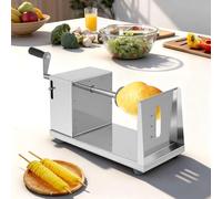 Stainless Steel Potato Spiral Cutter, Potato Tower Machine with 3-3.5mm Uniform Slices, Manual Operation, 4-Prong Fixing Shaft, Spiral Potato Cutter for Chips, Vegetable Spirals