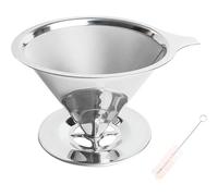 Stainless Steel Pour Over Coffee Dripper, Reusable Metal Cone Filter with Dual-Layer Mesh, Paperless Coffee Maker for 1-4 Cups, Easy to Clean & Eco-Friendly Design