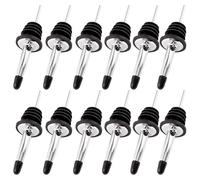 Stainless Steel Pourers, Classic Liquor Bottle Pourers for Spirits with Silicone Dust Caps, Tapered Spout Freeflow Liquor Spirits Pourer Suitable for Pours Liquor, Vinegar Syrup or Olive (12 Pcs)