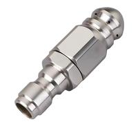 Stainless Steel Power Wash Nozzle for Pipe Cleaning - 1/4" Quick Connect Fitting - High-Pressure Drain Blaster Jetter Nozzle for Clogged Pipes, Sewer Lines & Downspouts - 360° Self-Rotating