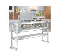 Stainless Steel Prep Table - Commercial Kitchen Worktable with Adjustable Height, Heavy Duty Metal Workstation for Restaurant and Home