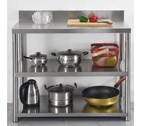 Stainless Steel Prep Table Heavy Duty Food Prep Worktable Commercial Kitchen Catering Table with Backsplash Stainless Steel Work for Kitchen Work 100cm 39 3in