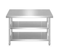 Stainless Steel Prep Table, Heavy Duty Metal Kitchen Island with Adjustable Under Shelf for Commercial or Home Use, 90x30cm