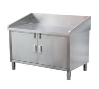 Stainless Steel Prep Table with Double Door Storage Cabinet - Sturdy Commercial Work Table with Adjustable Feet - Multifunctional Kitchen & Restaurant Equipment