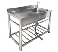 Stainless Steel Prep & Utility with Tap and Workbench, Commercial Catering Free Standing for Garage, Restaurant, Kitchen, Laundry Room