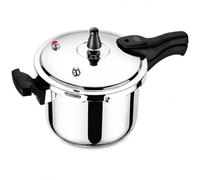 Stainless Steel Pressure Cooker with Induction Base, Outer Lid Cooker with Sandwich Bottom, Heavy Duty Cooking Pot for Rice, Soups & Fast Cooking, Dual Bakelite handles with Self Locking (9 Litres)