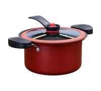 Stainless Steel Pressure Slow Cooker 3.5L Non-Stick Cooking Pot for Stewing Steaming Open Flame Safe Multi-Functional Kitchen Appliance Red or Green(Red)