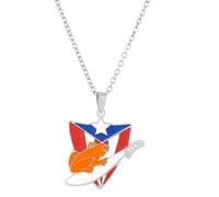 Stainless Steel Puerto Rico Flag Pendant Necklace Stylish Map Neck Jewelry For Women Men