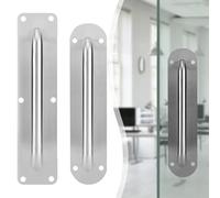 Stainless Steel Pull and Push Plate Door Handle, Oval or Square Design for Cabinet and Access Doors, Silver Brushed Finish with Mounting Screws