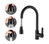 Stainless Steel Pull Out Kitchen Faucet Single Hole Mixer Tap with Cold Hot Water Splash Proof Design for Laundry Utili RV & Slish Waterfall Spout