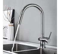 Stainless Steel Pull-Out Kitchen Faucet with Spray, Grey Mixer Tap, Durable Kitchen Sink Faucet, Modern Design, Easy to Install and Use, Ideal for Home and Commercial Kitchens