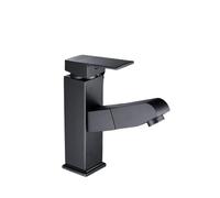 Stainless Steel Pull Out Sink Mixer Hot and Cold Water Faucet Bathroom Accessories Black Down Crane(Baking Varnish)