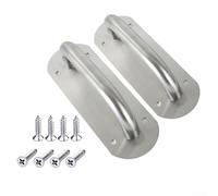 Stainless Steel Pull Push Door Handles Set, 20x6.5cm Handles with 2 Handles 8 Screws for Barn and Fire Usage(Oval)