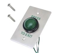 Stainless Steel Push to Exit Button Switch Green Press to Exit Switch Brushed Finish Panel Door Button w/Screws for Access Control Lock Set (4.53" x 2.76“)