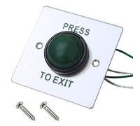 Stainless Steel Push to Exit Button Switch Green Press to Exit Switch Brushed Finish Panel Door Button w/Screws for Access Control Lock Set (3.4” x 3.4")