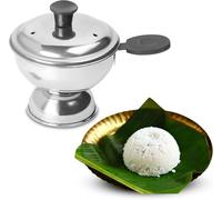 Stainless Steel Puttu Maker - Chiratta Puttu Kutti with Handle for Pressure Cooker, Silver - Traditional South Indian Steamed Rice Cake Maker for Healthy Breakfast