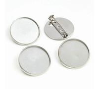 Stainless Steel R Shaped Spring Cotter Pins, Stainless Steel Brooch Style Cabochon Cameo Setting Charms Pendant Tray 20mm/25mm(20mm)