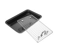 Stainless Steel Rabbit Litter Pan with Removable Grid, Large Deep Black | Plastic Base and Sturdy Build, Reduces Stress and Resists Chewing, for Small Animals and Kittens