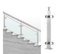 Stainless Steel Railing Post with Adjustable Top & Fish Mouth Clip, 43.3 Inch Balustrade, Safe Design for Seniors, Adults & Kids, Durable Sturdy Mid Post