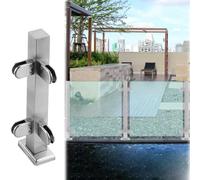 Stainless Steel Railing Post with Square Glass Clamp for Secure Indoor/Outdoor Balustrade and Glass Panels