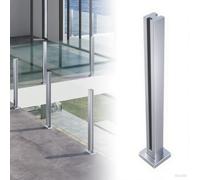 Stainless Steel Railing Posts for Glass Balustrades - Mid/End/Corner Posts, Fram System with Expansion Screws & Rubber for Decks & Steps (Mid, H 75CM)