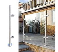 Stainless Steel Railing Posts - Round Tube Support, Modern Indoor & Outdoor Railing Columns with Secure Clamps for Durable Safety & Style