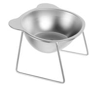Stainless Steel Raised Dog Bowl Set 14.2oz with Non-slip Stand | Silver Finish, 15.00x11.50x10.50cm Size, Raised Feet and Ergonomic Platform for Cats and Dogs