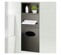 Stainless Steel Recessed Bathroom - Stylish Toilet Paper & Trash Can Storage Rack Built-in Alcove nizer for Kitchen Living Room Bedroom Hotel - Black 20x63x13.5cm/7.87x24.8x5.31in