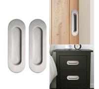 Stainless Steel Recessed Door Handles, 2pcs Flush Pocket Pulls for Sliding Barn Cabinet Wardrobe Doors, Brushed Silver Finish 120x40mm