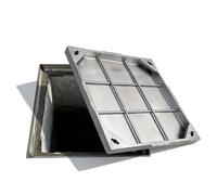 Stainless Steel Recessed Manhole Cover, Square Septic Tank Lid With Base, Heavy-Duty Rust-Resistant Flush-Fit Inspection For Driveway, Pavement, Indoor Outdoor